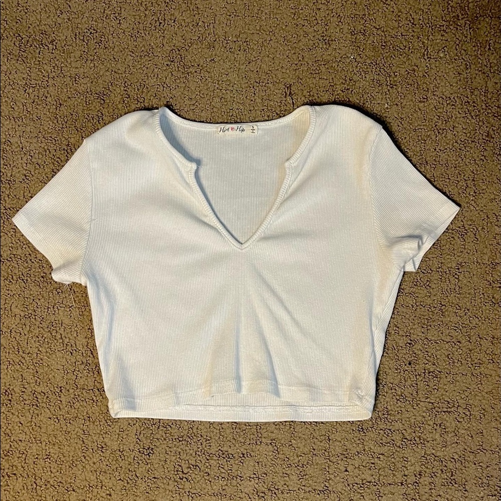white cropped top